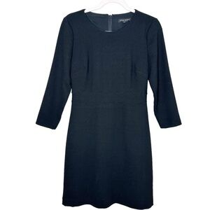 Banana Republic Size 4 Black 3/4 Sleeve Scalloped Detail Mini Dress